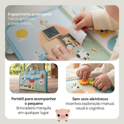 Livrinho Sensorial de Atividades Tiny Love Busy Book Farmers Funday - Brincadeira silenciosa e educativa